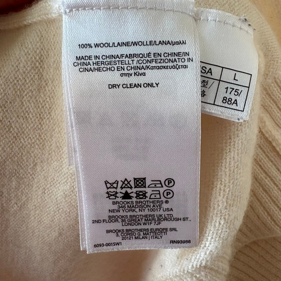 Brooks Brothers Cream Wool Shawl Cardigan Sweater Open Front - Large - Picture 7 of 8